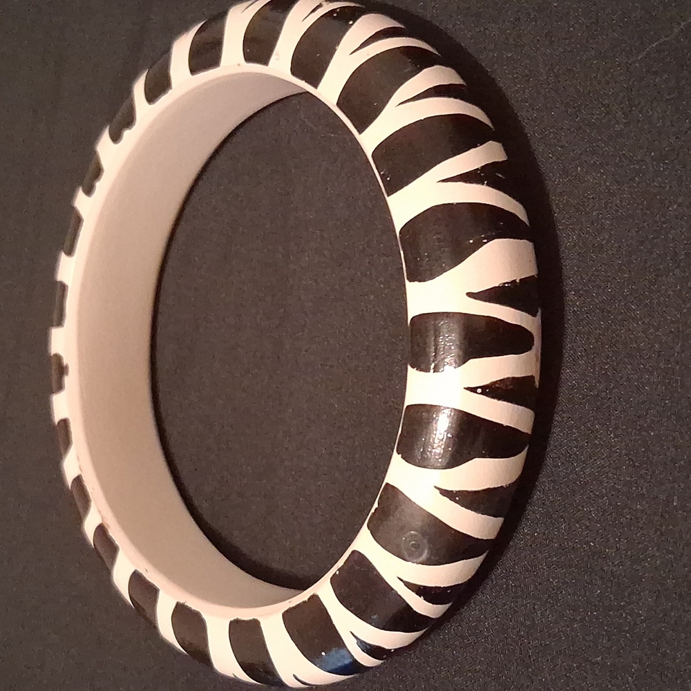 Vintage Wooden Zebra Bangle